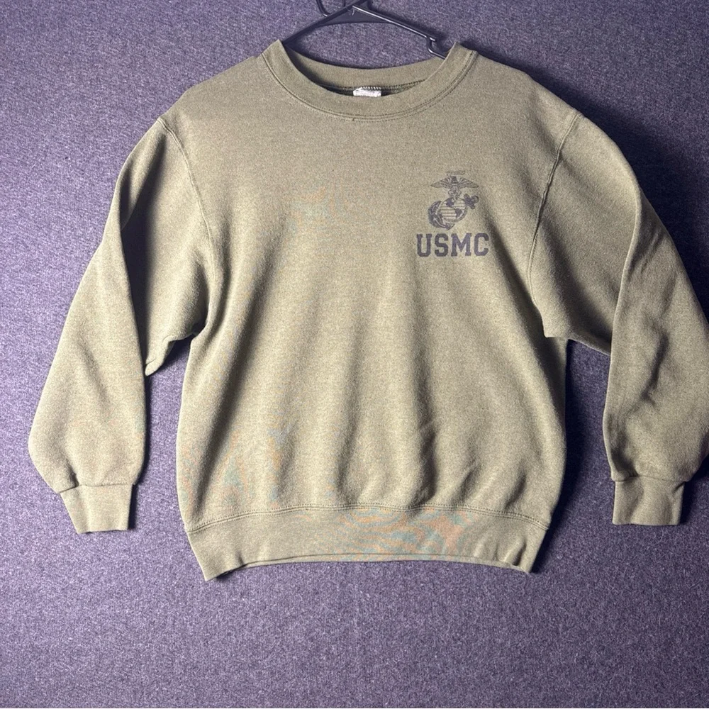 Mens small crewneck sweater USMC US Marines Pullover Green USA unisex‎